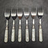 1930 British Vintage White Mother of Pearl Handle Dessert Cutlery Set 6x2 in Leather Case